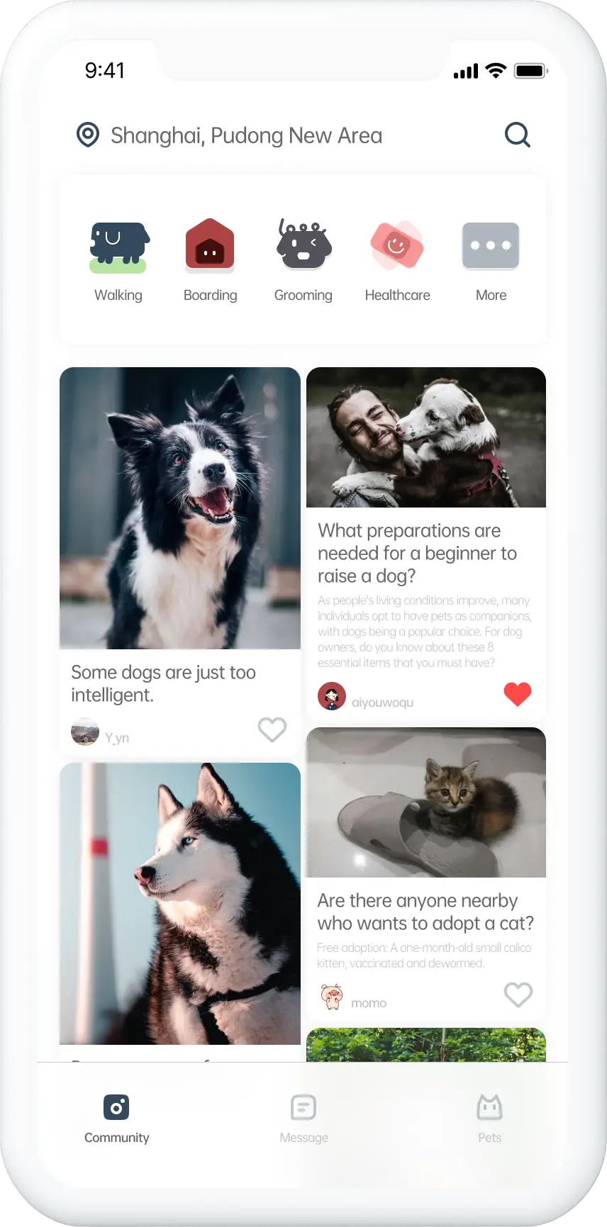 PawsomeCare app prototype.