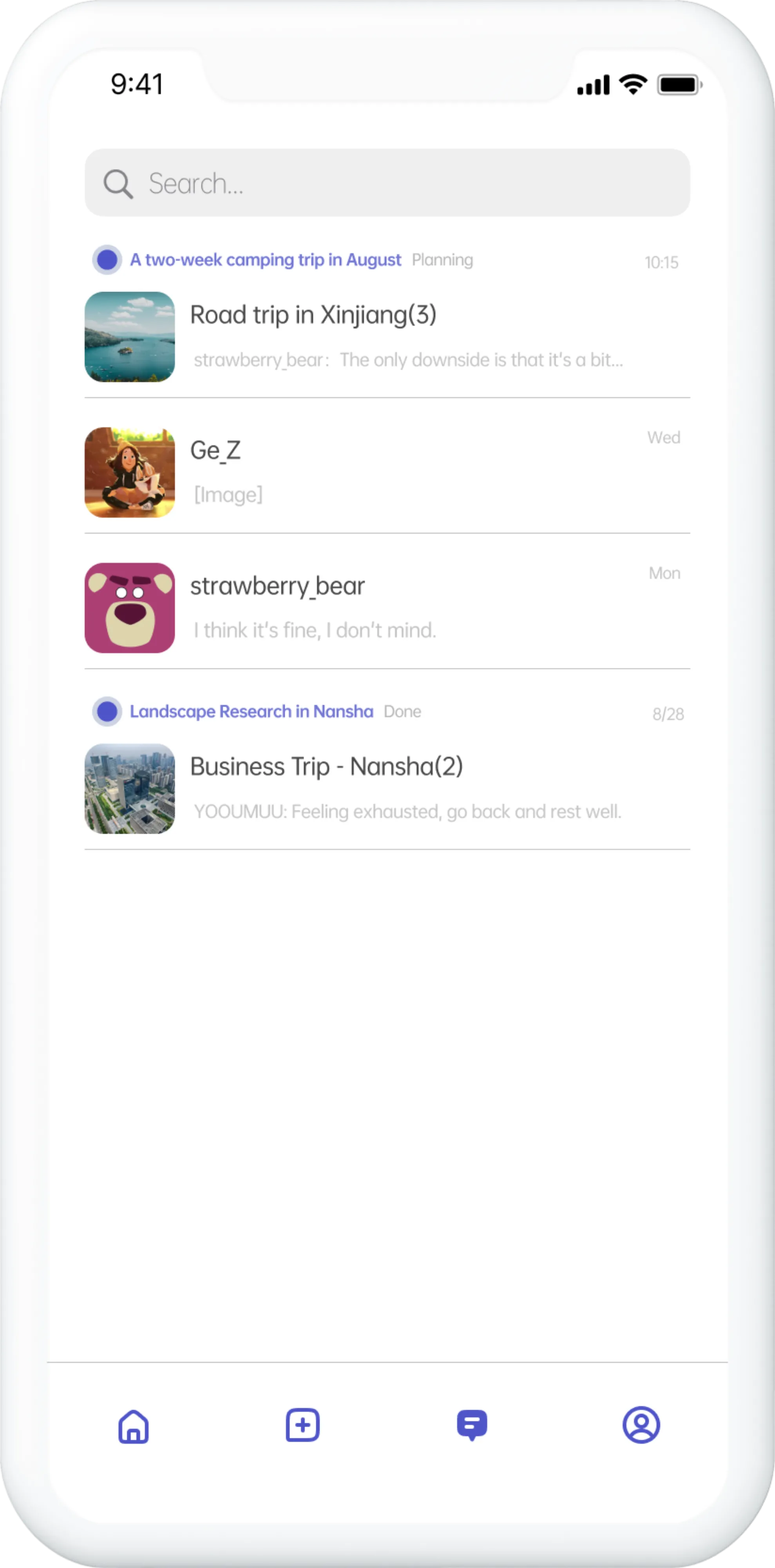 TripCollab app prototype.