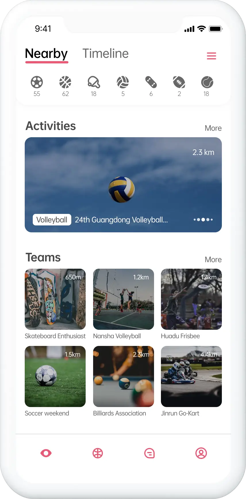 Sportoo app prototype.