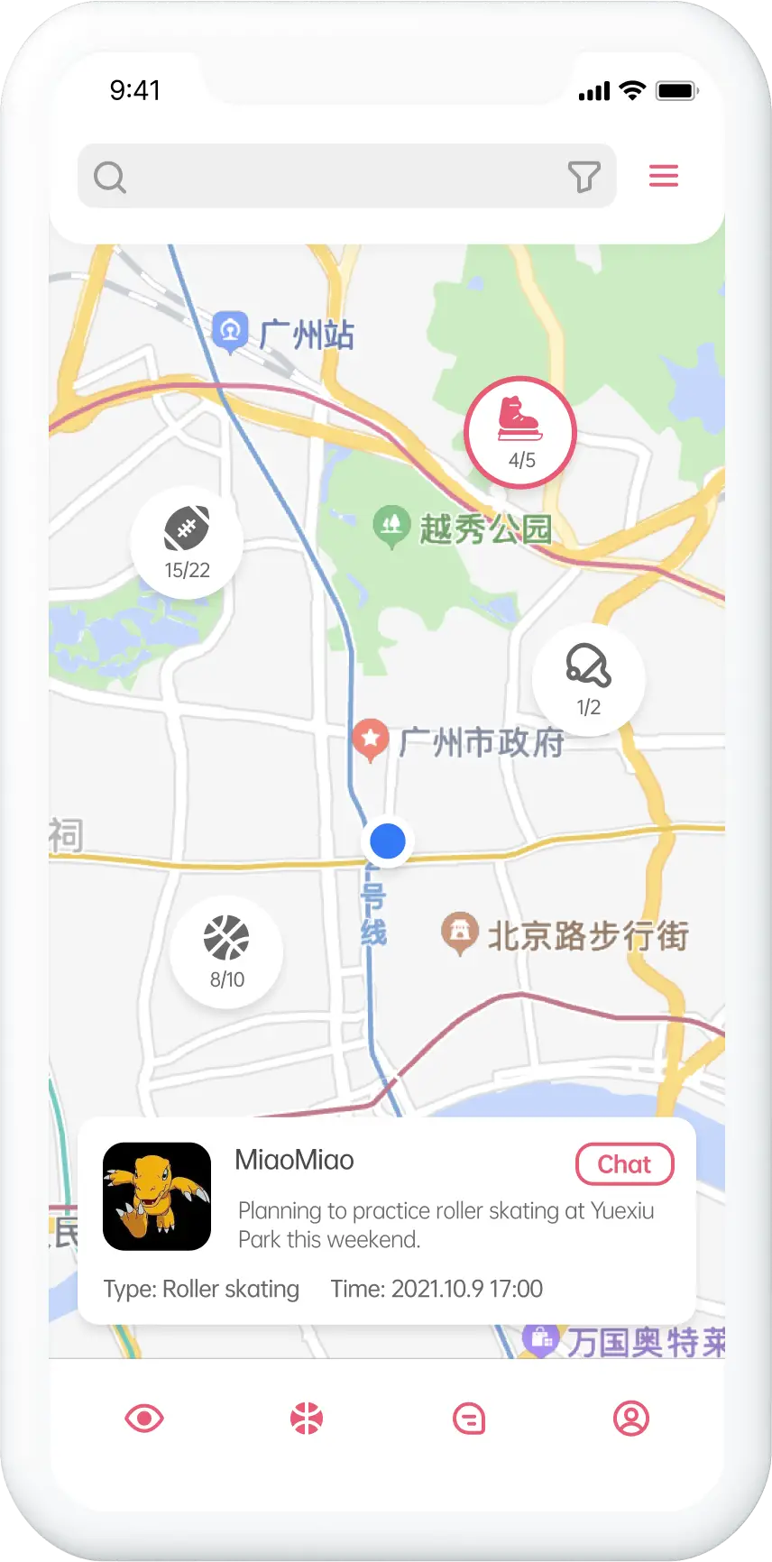 Sportoo app prototype.