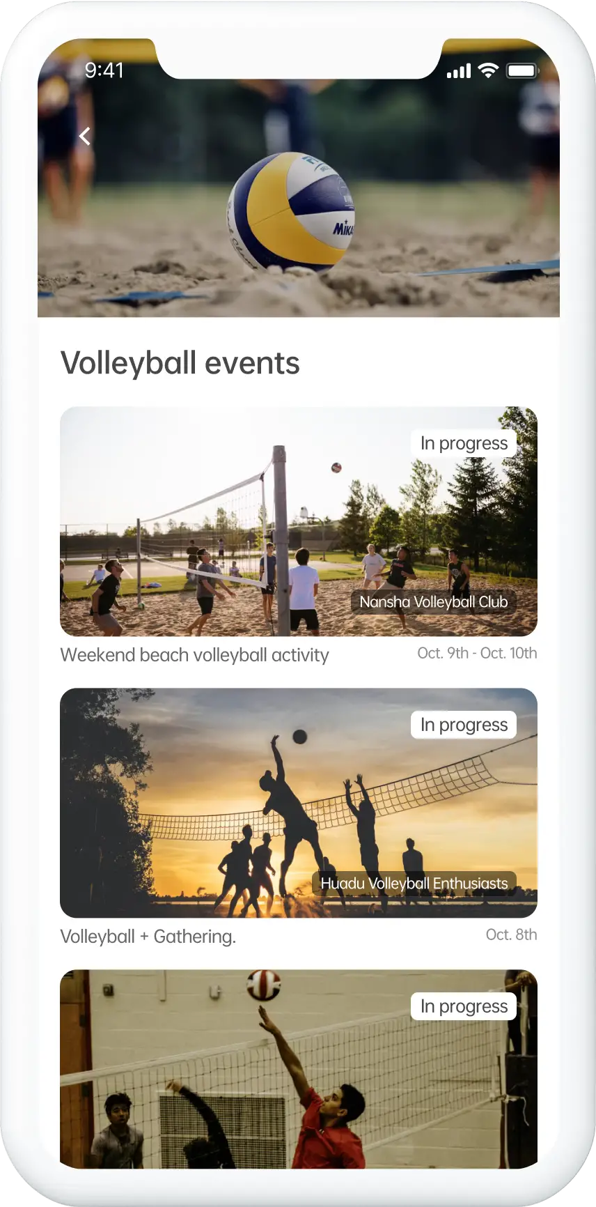 Sportoo app prototype.