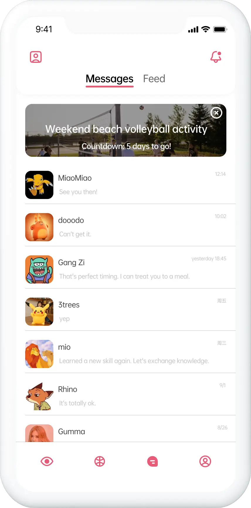 Sportoo app prototype.