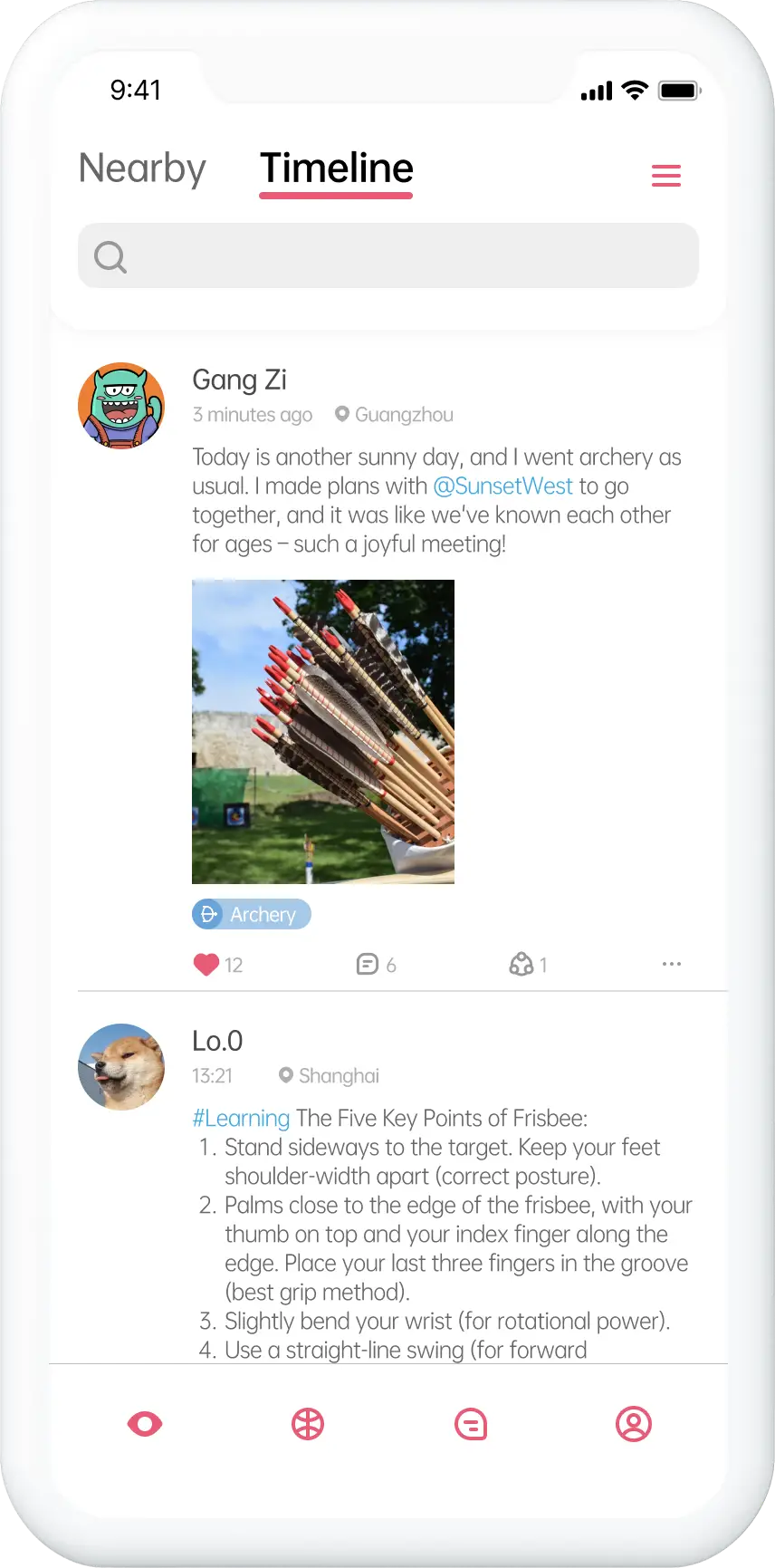 Sportoo app prototype.