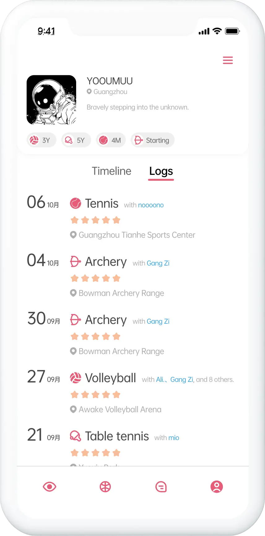 Sportoo app prototype.
