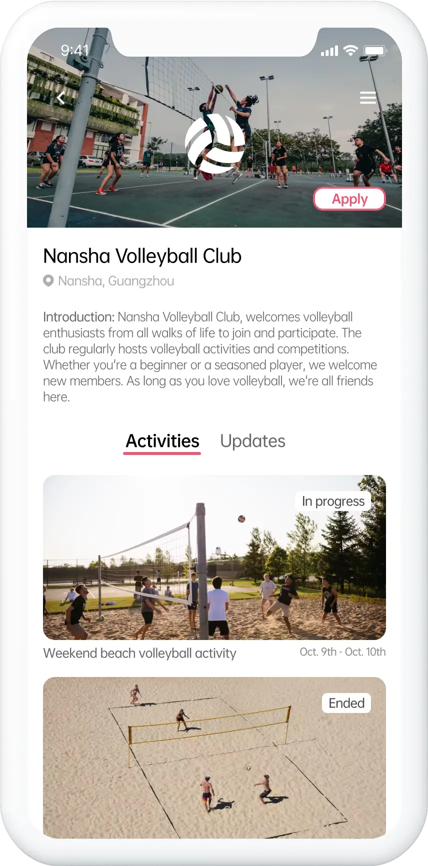 Sportoo app prototype.